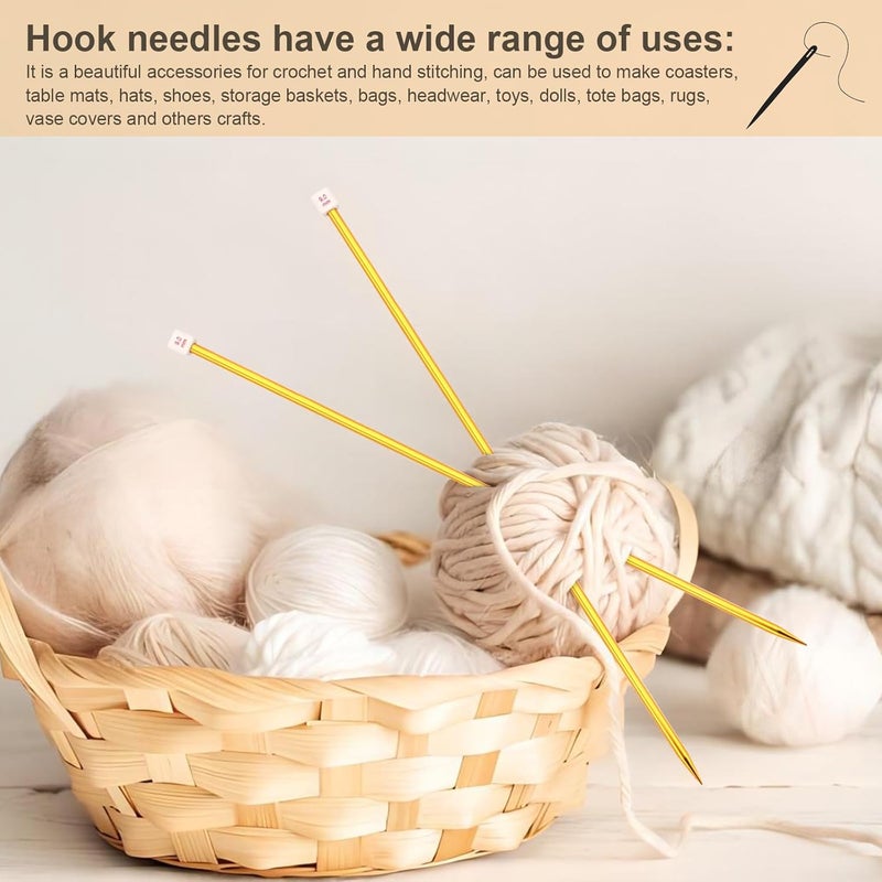 BCMRUN 28Pcs/14 Pairs Stainless Steel Knitting Needles Set, Colored Straight Single Pointed Metal Knitting Needles, 14 Size from 2.0mm-10.0mm, 9.8 Inches Length for Handmade DIY Knitting (25cm) - Image 5